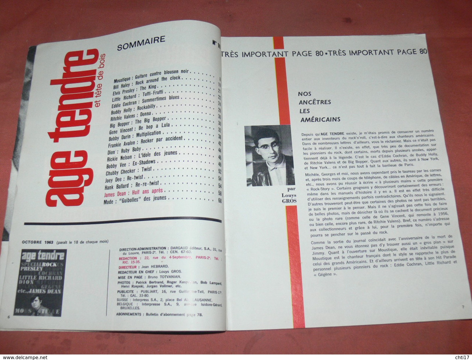 AGE TENDRE1963/ OCTOBRE N°10 / SPECIAL ROCK US / PRESLEY / BUDDY HOLLY / COCHRAN / LITTLE RICHARD / RITCHIE VALENS ETC - Muziek