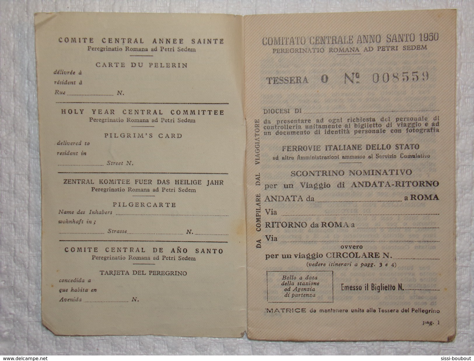 Carte Du Pélerin De 1950 - Comité Central Année Sainte - Carte N°008559 - Religion & Esotérisme