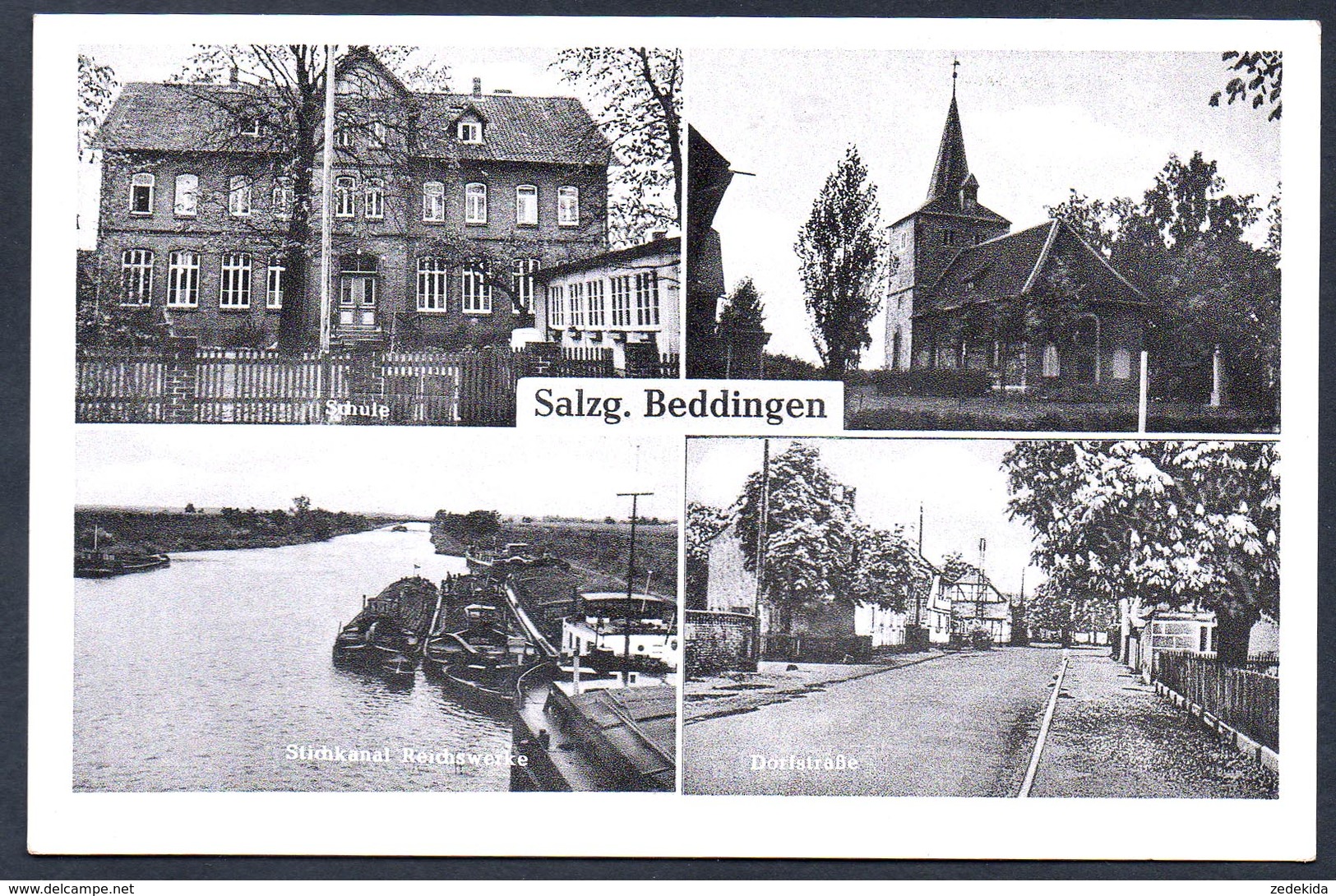 8809 - Alte MBK Ansichtskarte - Salzgitter Beddingen - Schule Kirche - Gel 1959 - Salzgitter