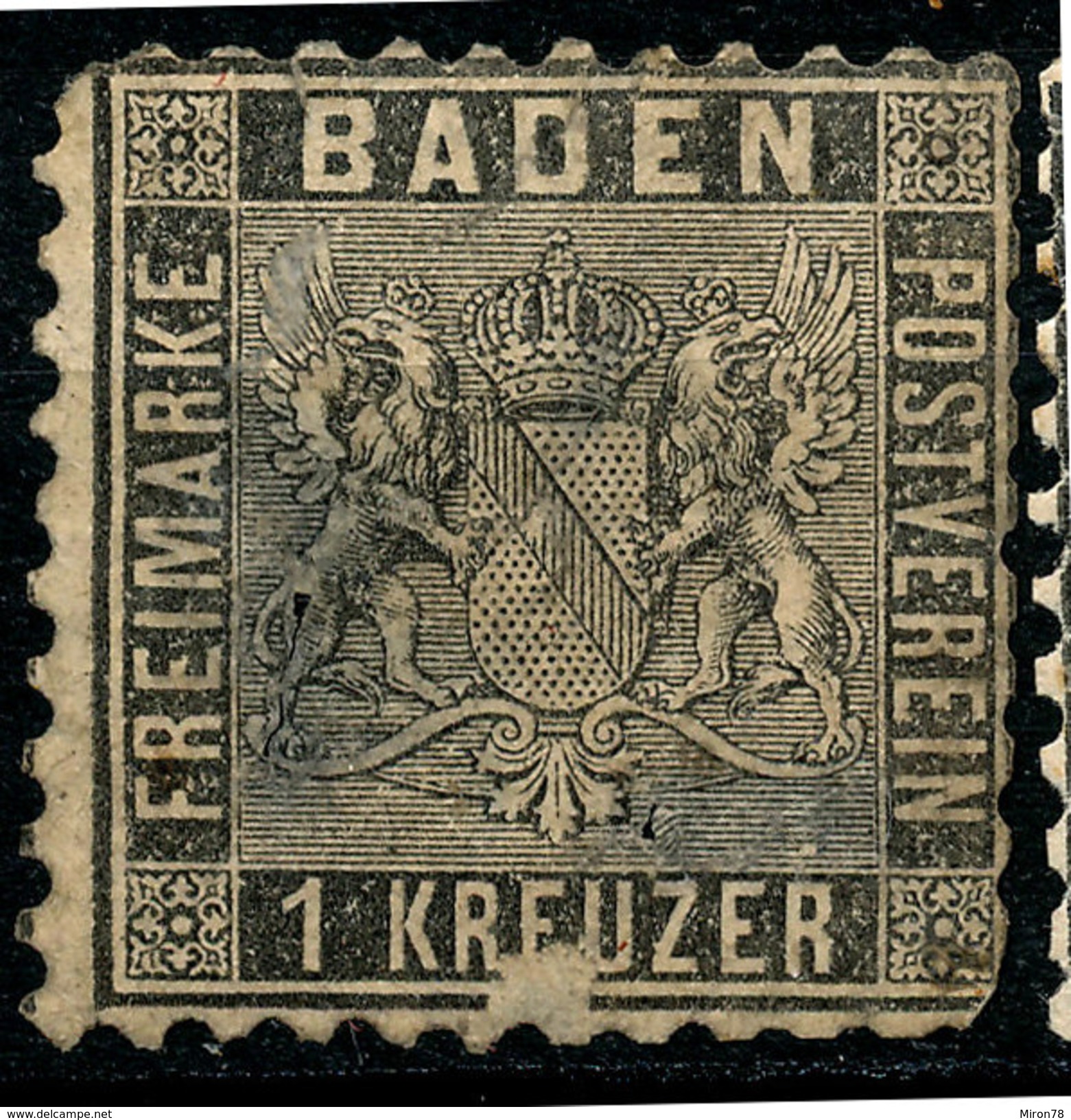 Stamp German States Baden 1862 9kr  Mint Lot1 - Postfris