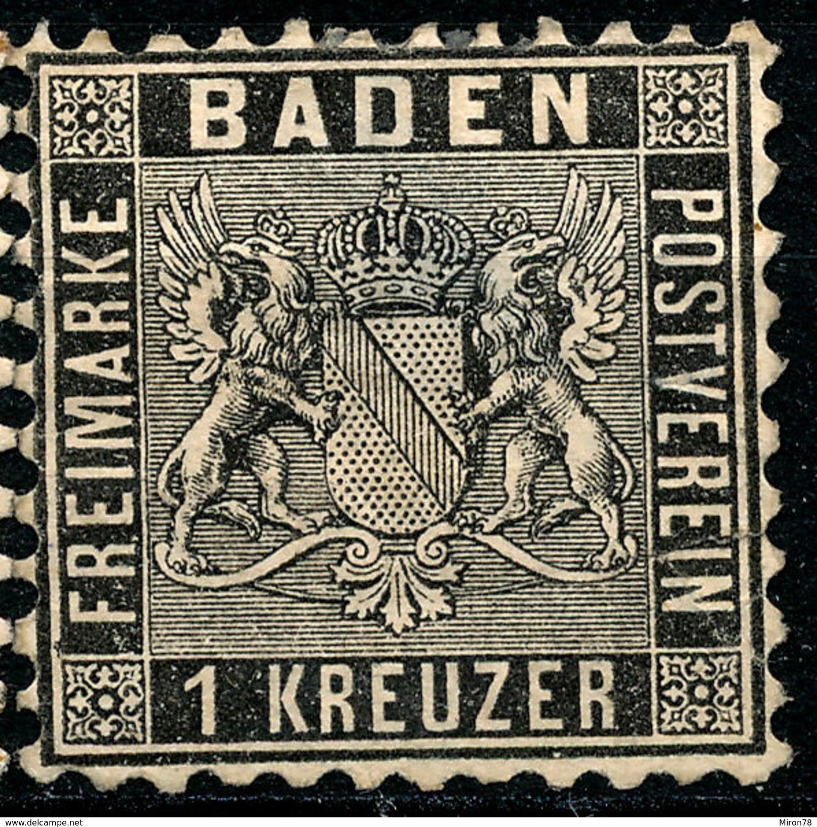 Stamp German States Baden 1862 1kr  Mint Lot3 - Mint