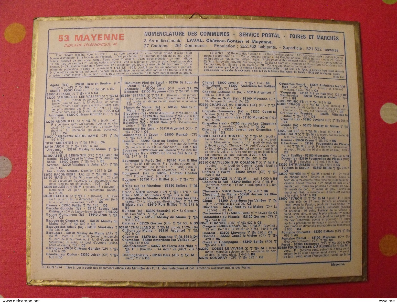 Calendrier Illustré En Carton De 1975. Almanach Des PTT Postes Facteur. Rivière Barque Courant D'huchet - Grand Format : 1971-80