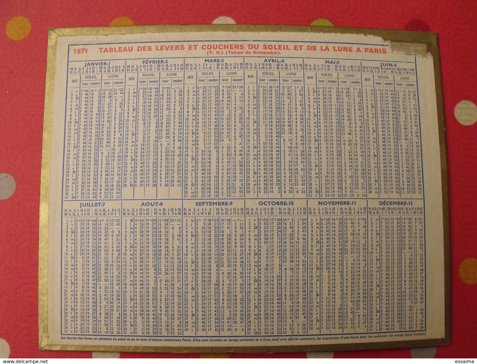 Calendrier Illustré En Carton De 1971. Almanach Des PTT Postes Facteur. Chamrousse Téléférique - Groot Formaat: 1971-80