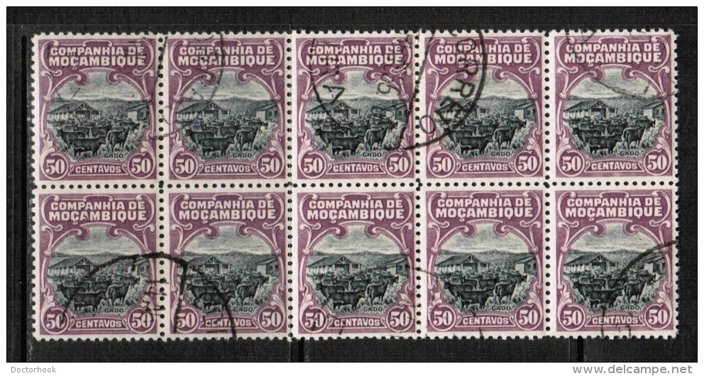 MOZAMBIQUE CO.  Scott # 138 VF USED BLOCK Of 10 (LG-428) - Mozambique