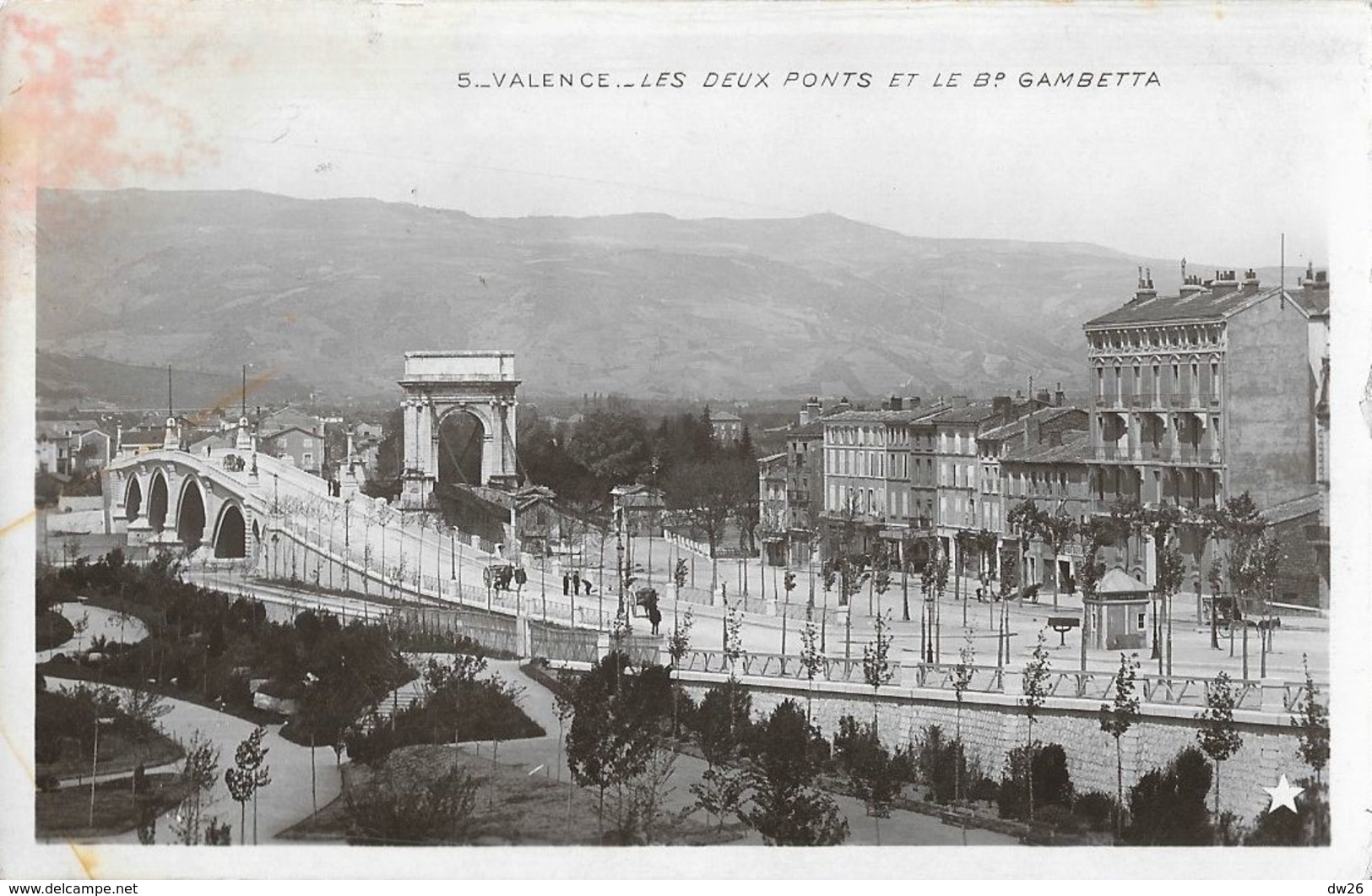 Valence - Les Deux Ponts Et Le Boulevard Gambetta En 1909 - Carte Etoile N° 5 - Valence