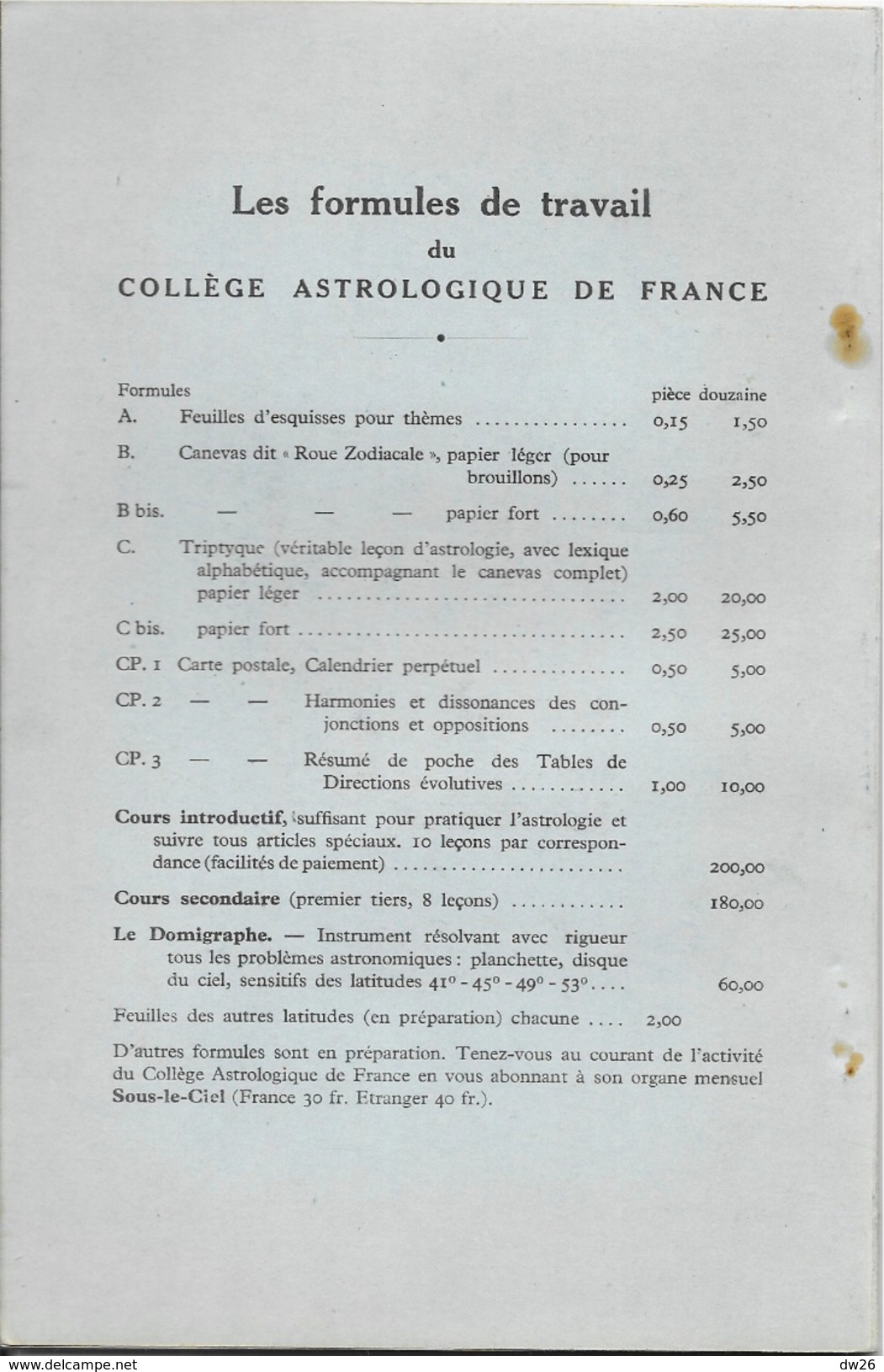 Collège Astrologique De France: La Sphère Sensitive, Instrument De Dimification Par D. Néroman - Ed. Sous Le Ciel - Esotérisme