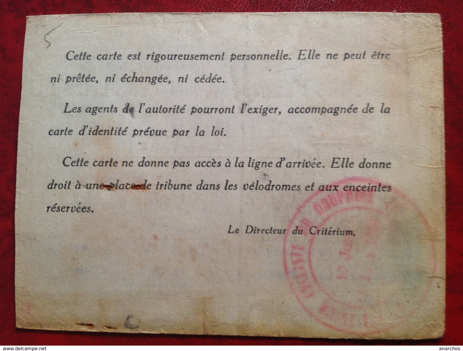 Carte De Suiveur Caravane Ve Critérium Cycliste 1951, Le Dauphiné Libéré, Cazetti, Coupo Santo, - Autres & Non Classés