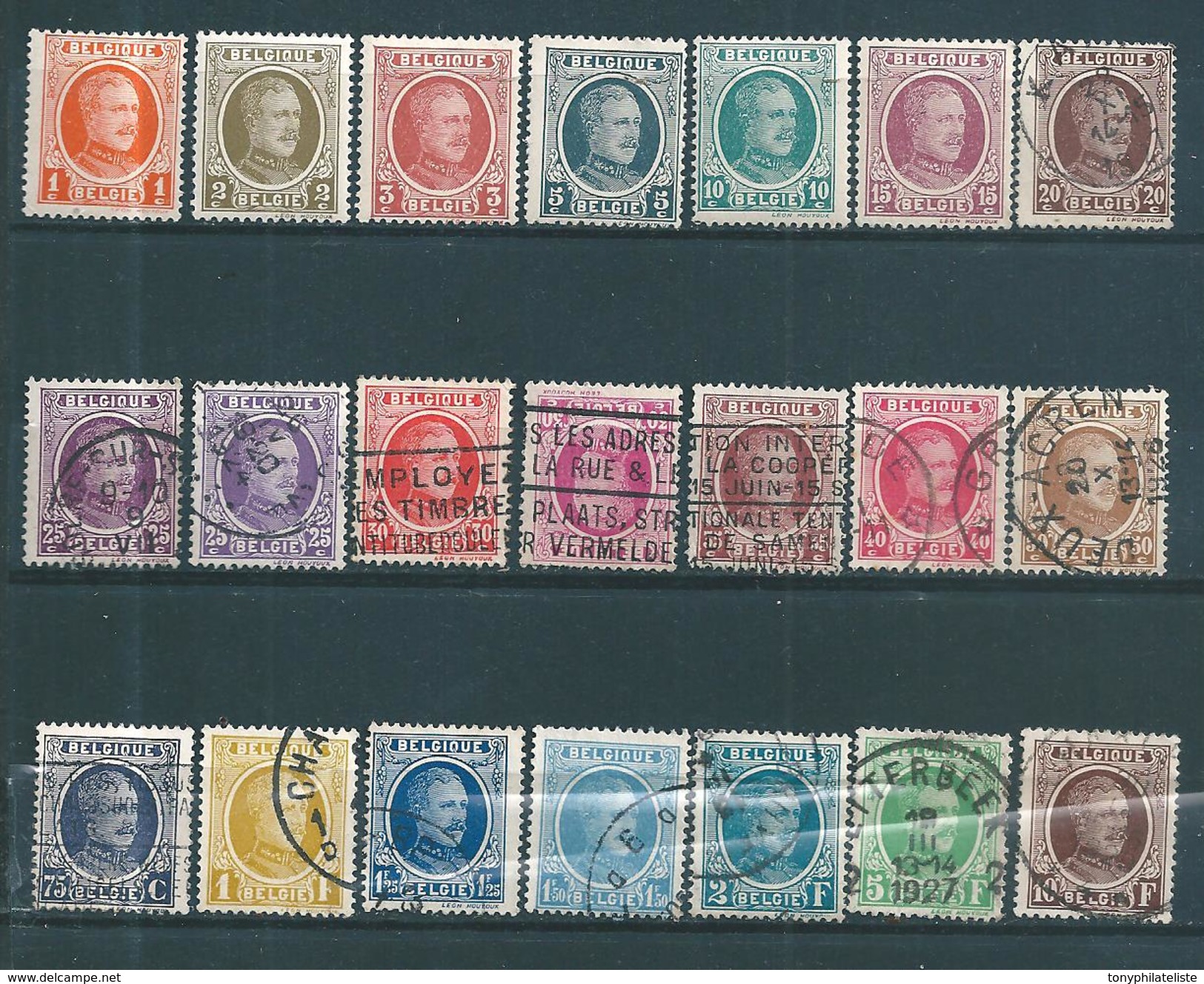 Belgique Timbres De 1921/27 N°190 A 210 Complet Oblitérés * (6 Neufs *) - 1922-1927 Houyoux