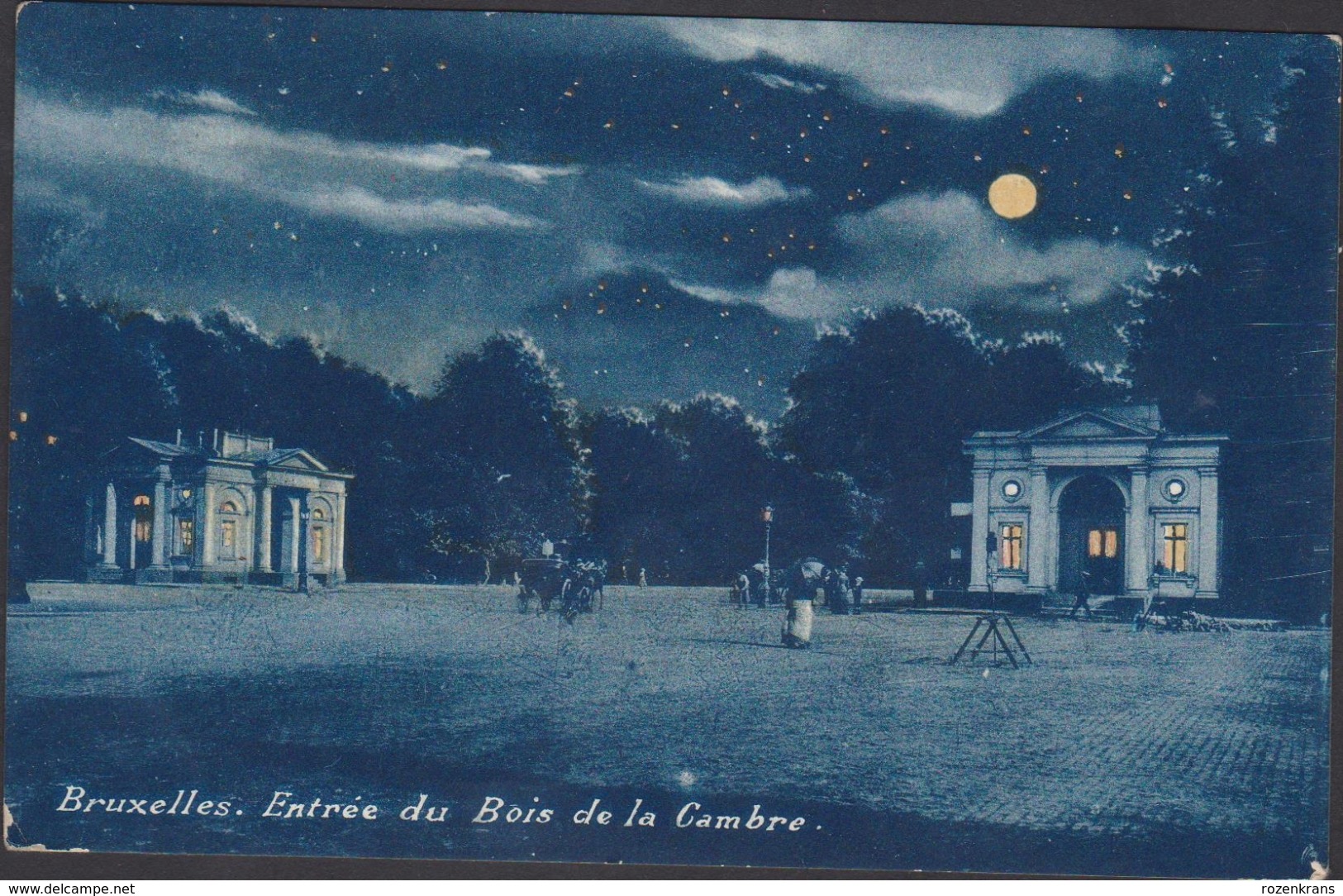 Carte à La Lune - Bruxelles  Entree Du Bois De La Cambre Maanlicht Volle Maan Moonlight View Full Moon - Bruxelles La Nuit