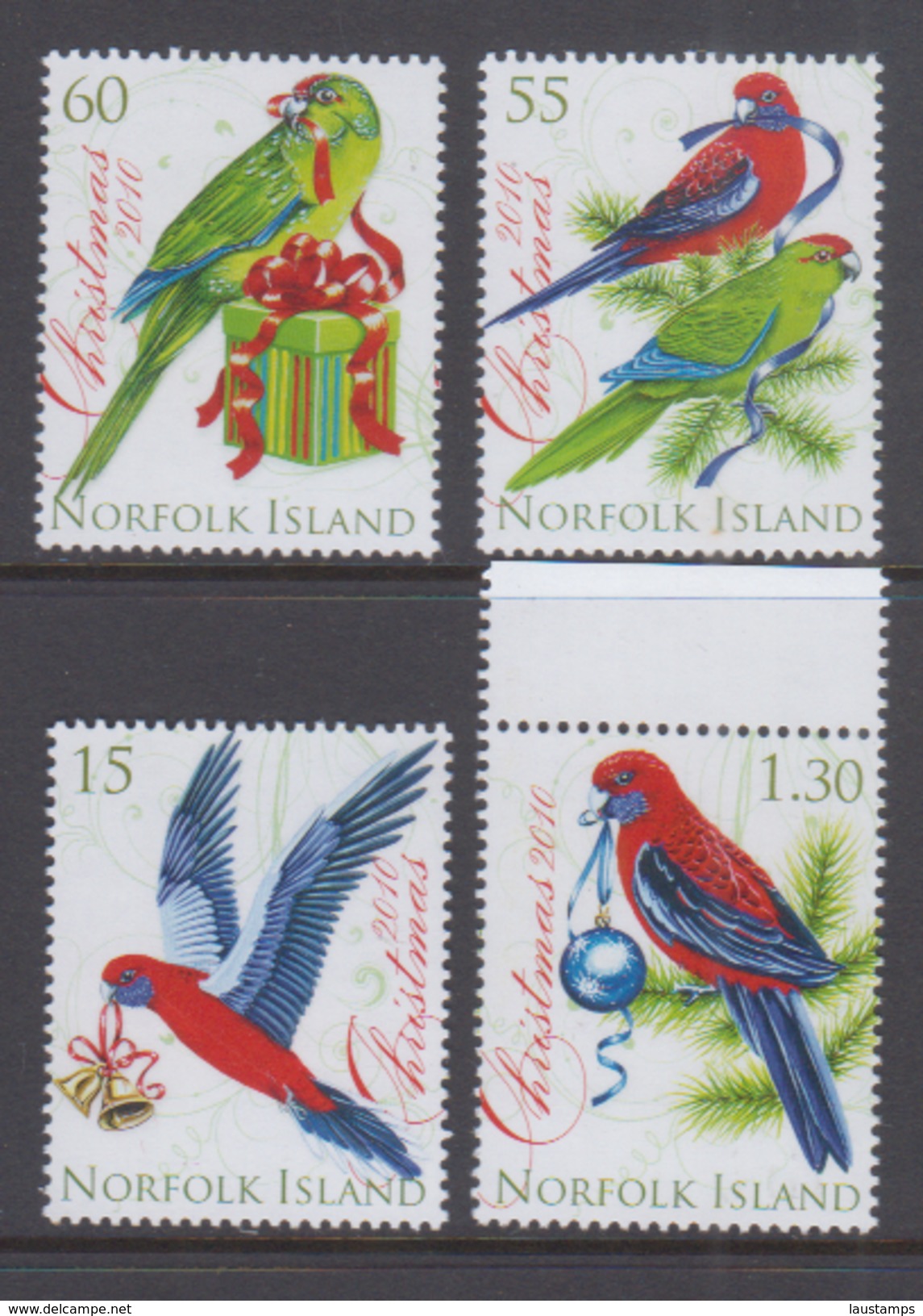 Norfolk Island 2010 Christmas, Birds, Parrots MNH - Altri & Non Classificati