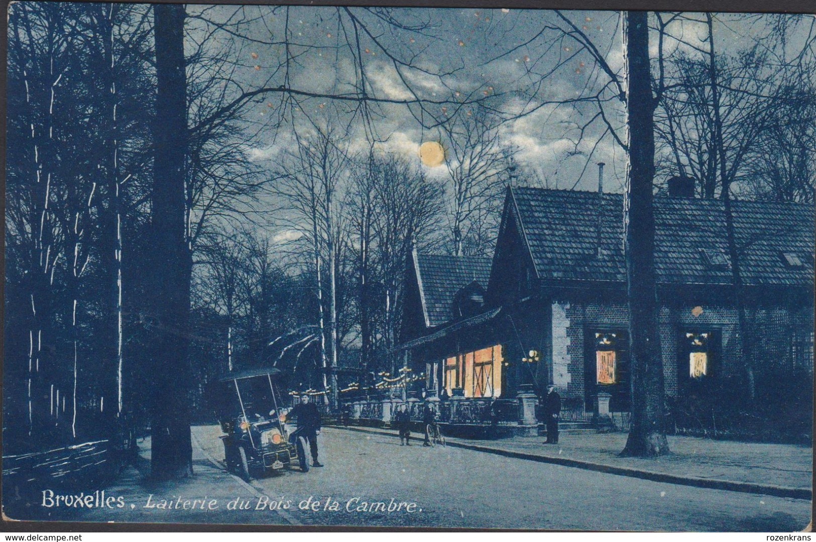 Carte à La Lune - Bruxelles  Entree Du Bois De La Cambre Maanlicht Volle Maan Moonlight View Full Moon - Bruxelles By Night