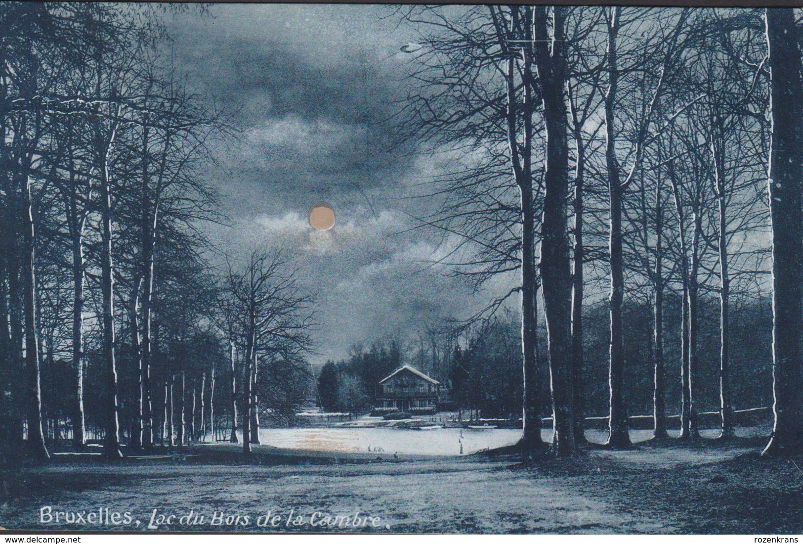 Carte à La Lune - Bruxelles Lac Du Bois De La Cambre  Maanlicht Volle Maan Moonlight View Full Moon CPA Brussel - Bruxelles La Nuit