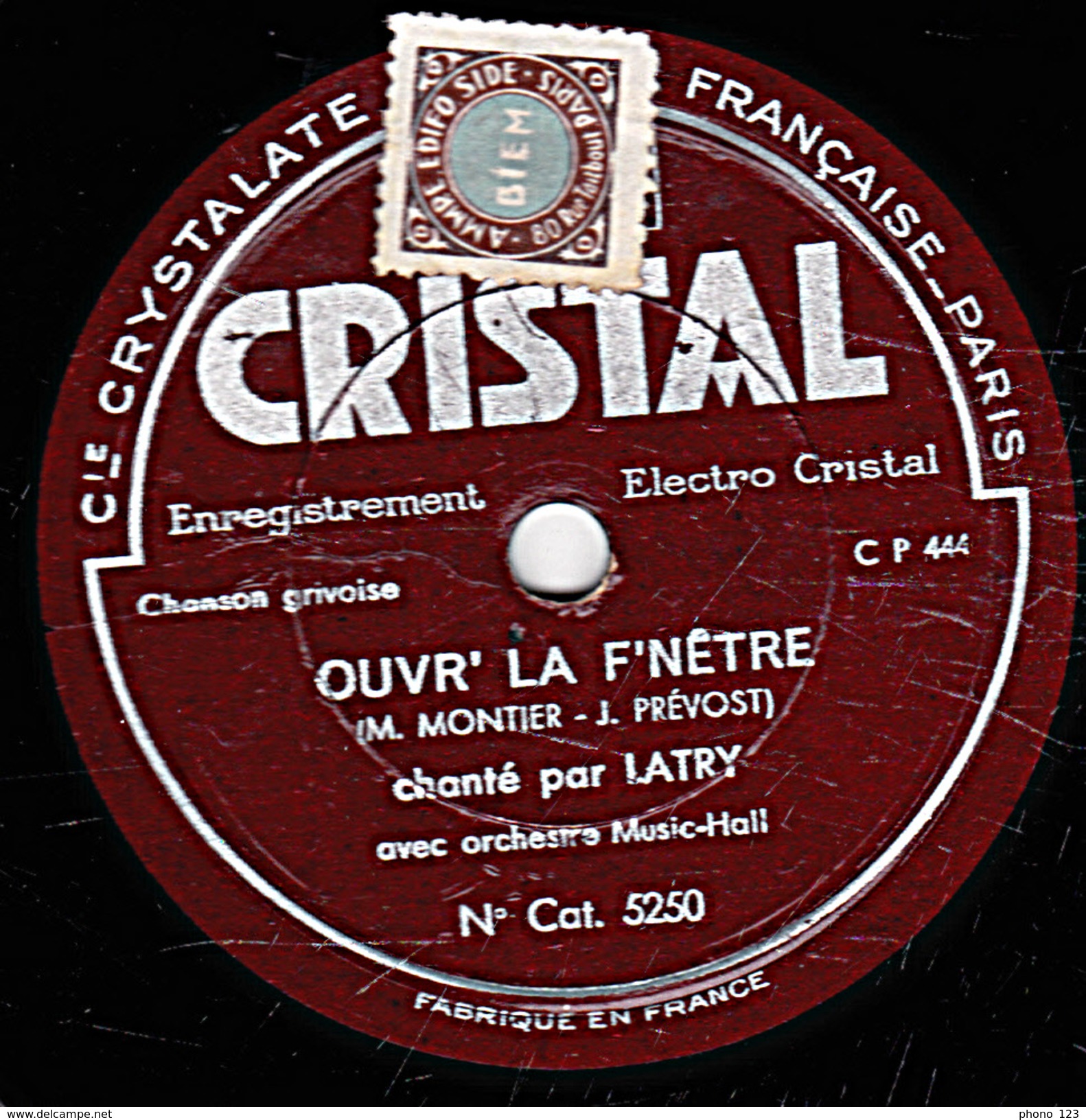 78 T. - 25 Cm - état  TB -  LATRY - OUVR' LA FENÊTRE - A MOTS COUPES - 78 T - Disques Pour Gramophone