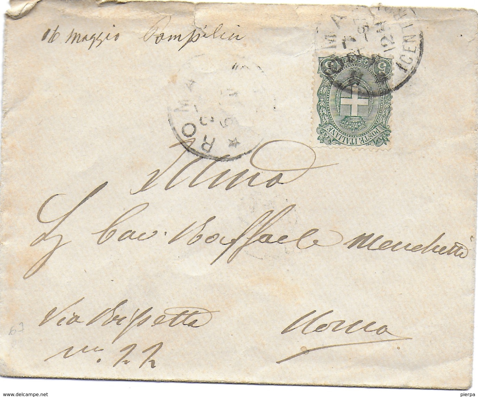 STORIA POSTALE REGNO - UMBERTO I°- BUSTINA DA ROMA 1897 - Storia Postale