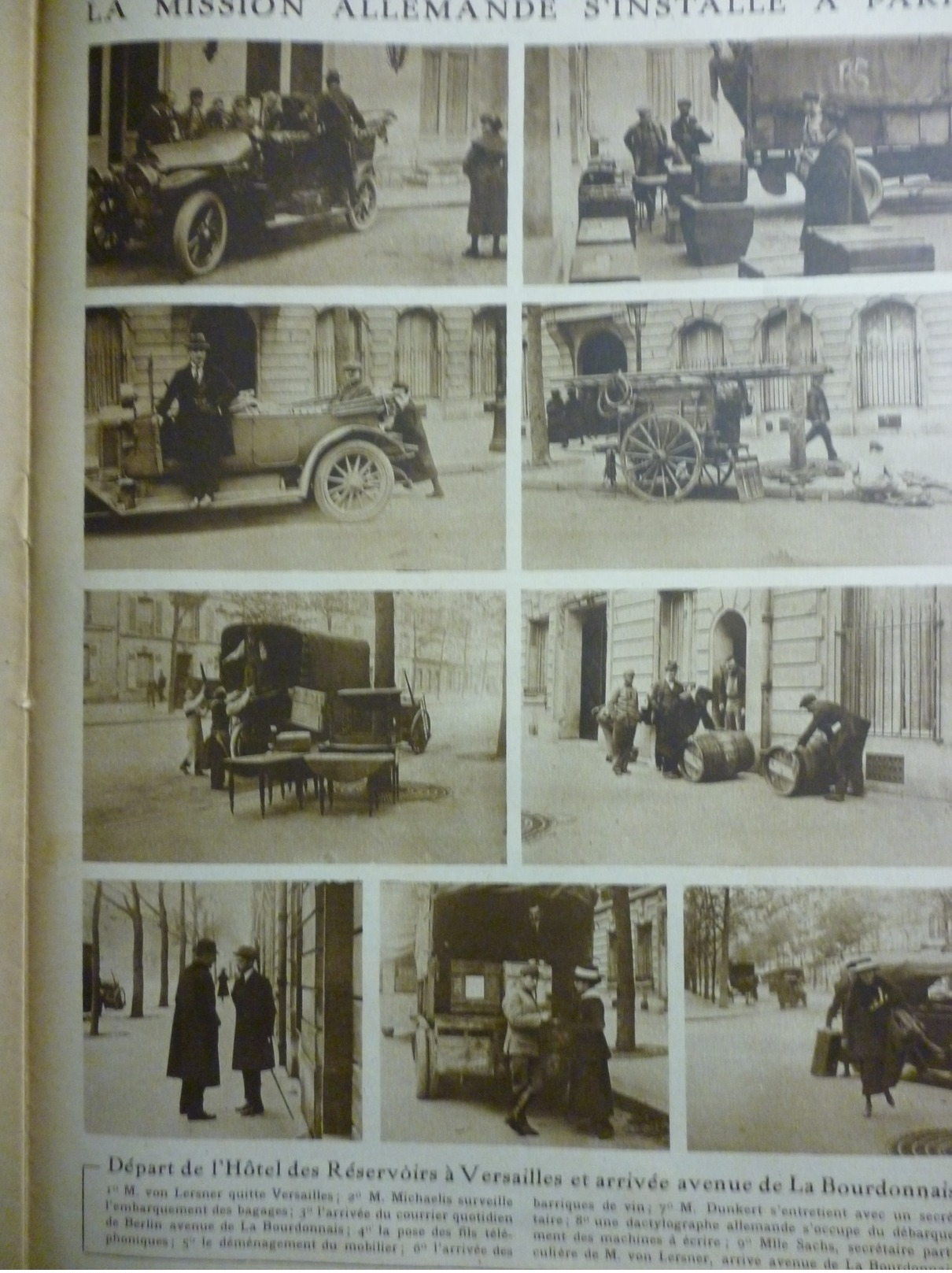 La Mission Allemande S'installe A Paris , De L'hotel Des Réservoirs A Versailles A L'avenue De La Bourdonnais 1919 - Historical Documents