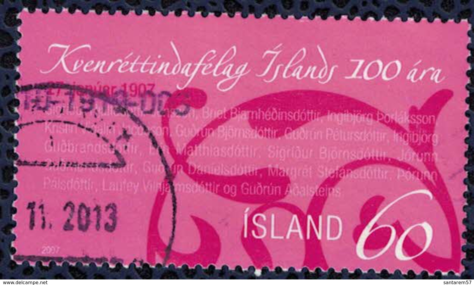 Islande 2007 Oblitéré Rond Used Centenaire De L'Association Des Droits Des Femmes Islandaises - Oblitérés