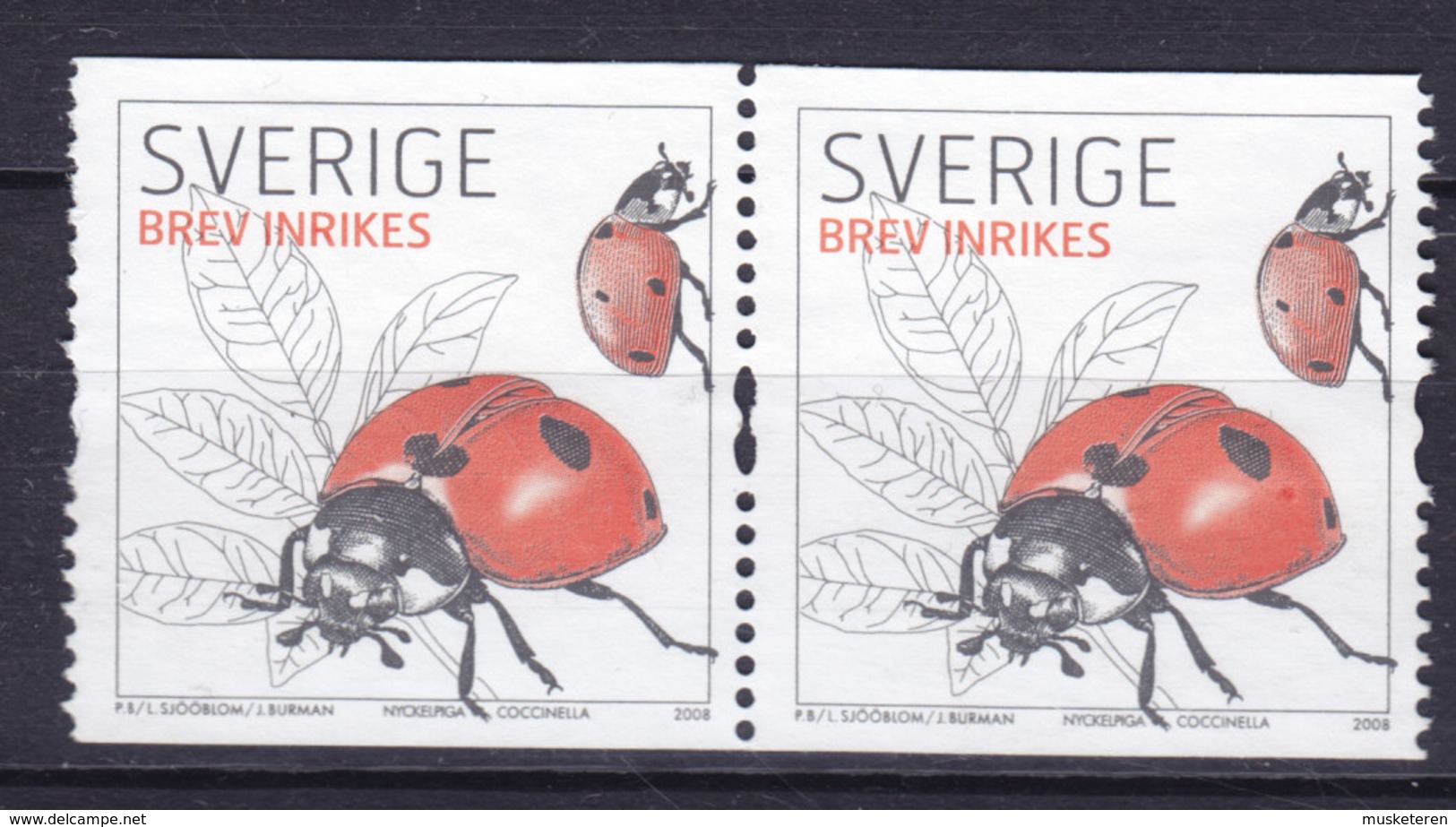 Sweden 2008 M. 2626 C Siebenpunkt-Marienkäfer Ladybug (Pair) MNG - Neufs