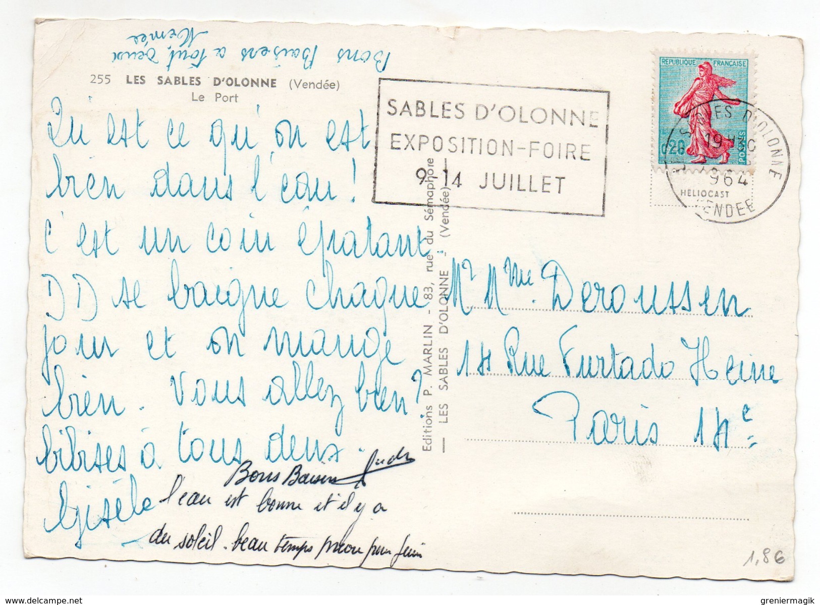 Cpsm 85 - Les Sables D'Olonne - Le Port - Flamme : Exposition Foire 1964 - Sables D'Olonne