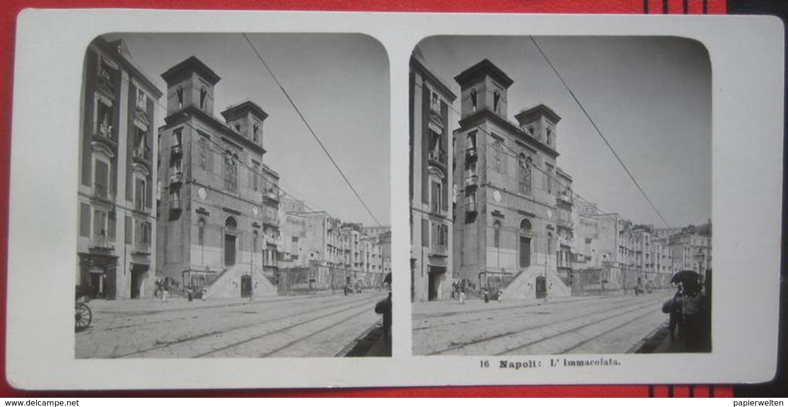 Stereofoto: Italien Napoli / Neapel (NA) - L'Immacolata - Stereo-Photographie