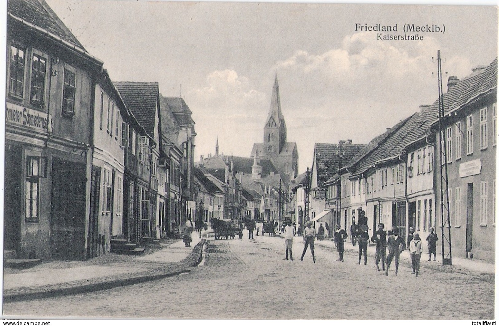 FRIEDLAND Mecklenburg Kaiserstraße Schmiedemeister Links Vorn Belebt 5.12.1924 Gelaufen - Neubrandenburg