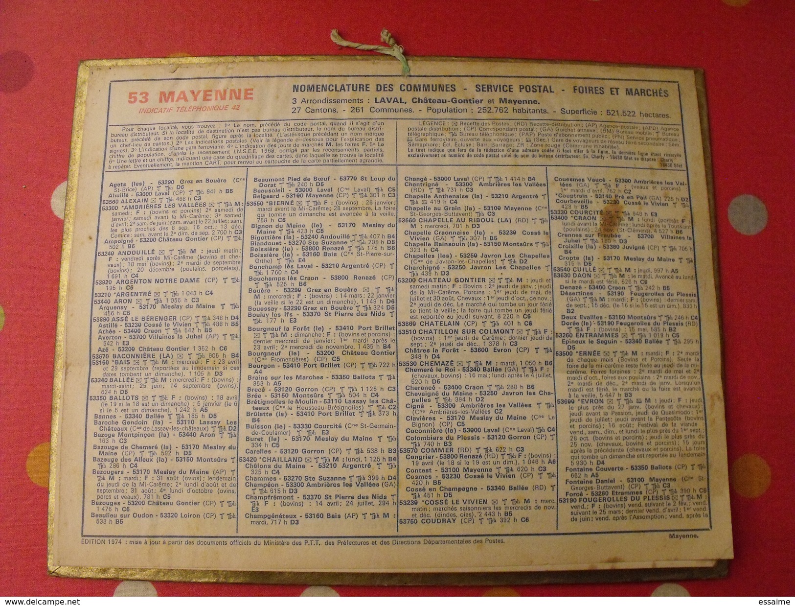 Calendrier Illustré En Carton De 1975. Almanach Des PTT Postes Facteur. Chasse Chien - Formato Grande : 1971-80