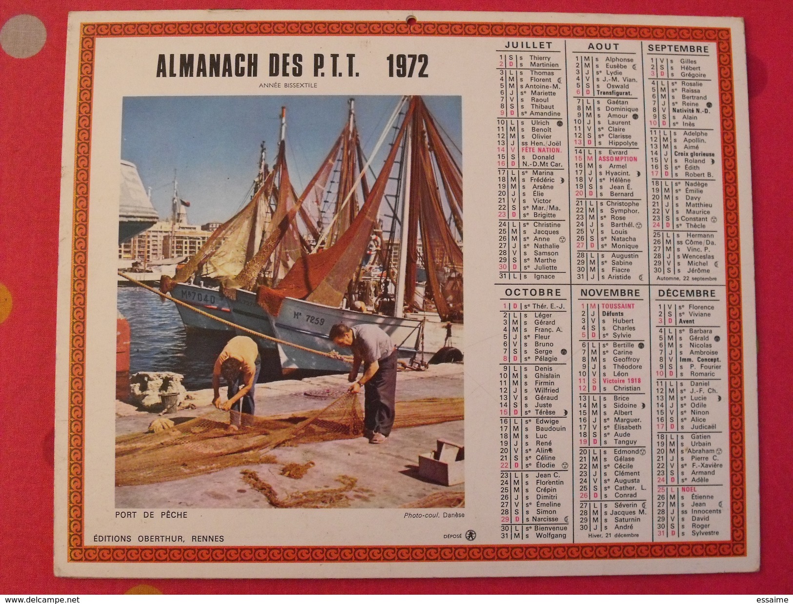 Calendrier Illustré En Carton De 1972. Almanach Des PTT Postes Facteur. Castel De Maussac, Torrent Montagnard, Port De P - Grand Format : 1971-80