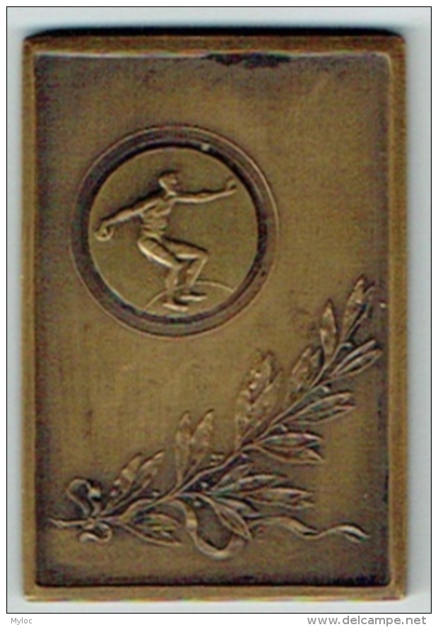 Médaille Bronze. Sport. Athlétisme. Lancer Du Disque. Grand Prix Adm. Commune De Schaarbeek. 1935. 40 X 60 Mm. 56 Gr - Autres & Non Classés