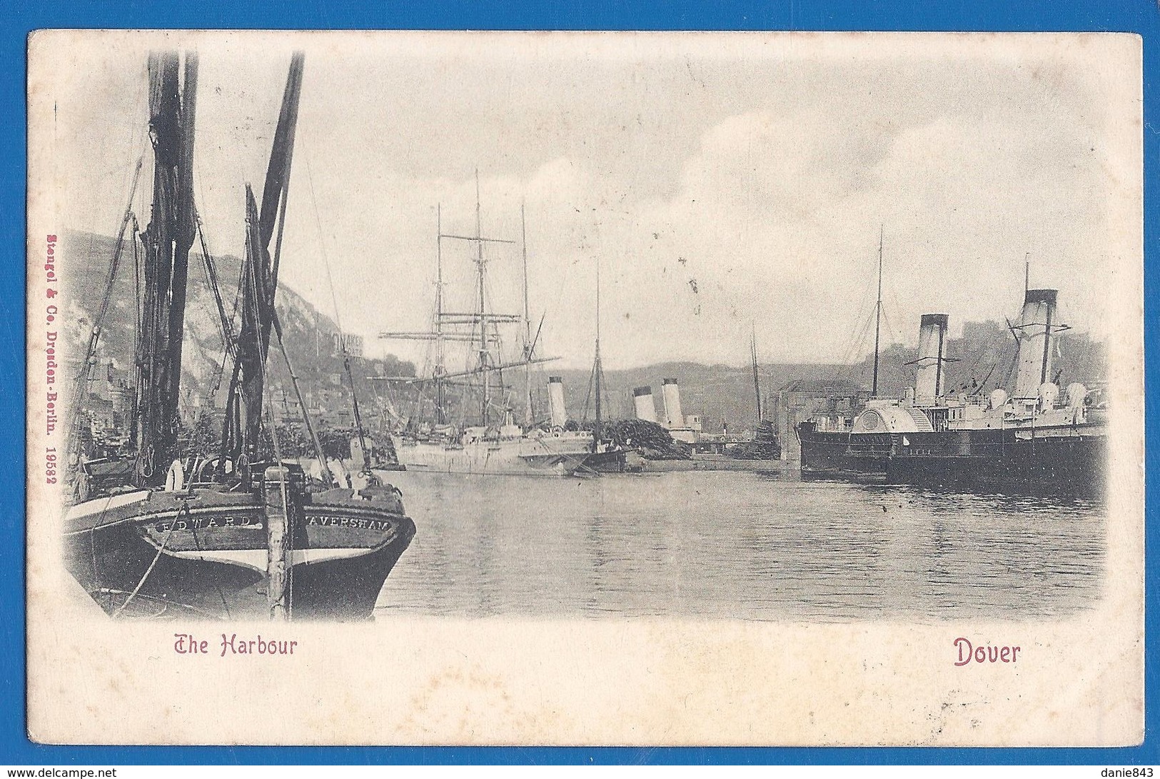 (dama) CPA Dos Simple - ROYAUME UNI - DOVER - THE HARBOUR - Bateaux, Trois Mats, Vapeurs, & "Edward Faversham" - Dover