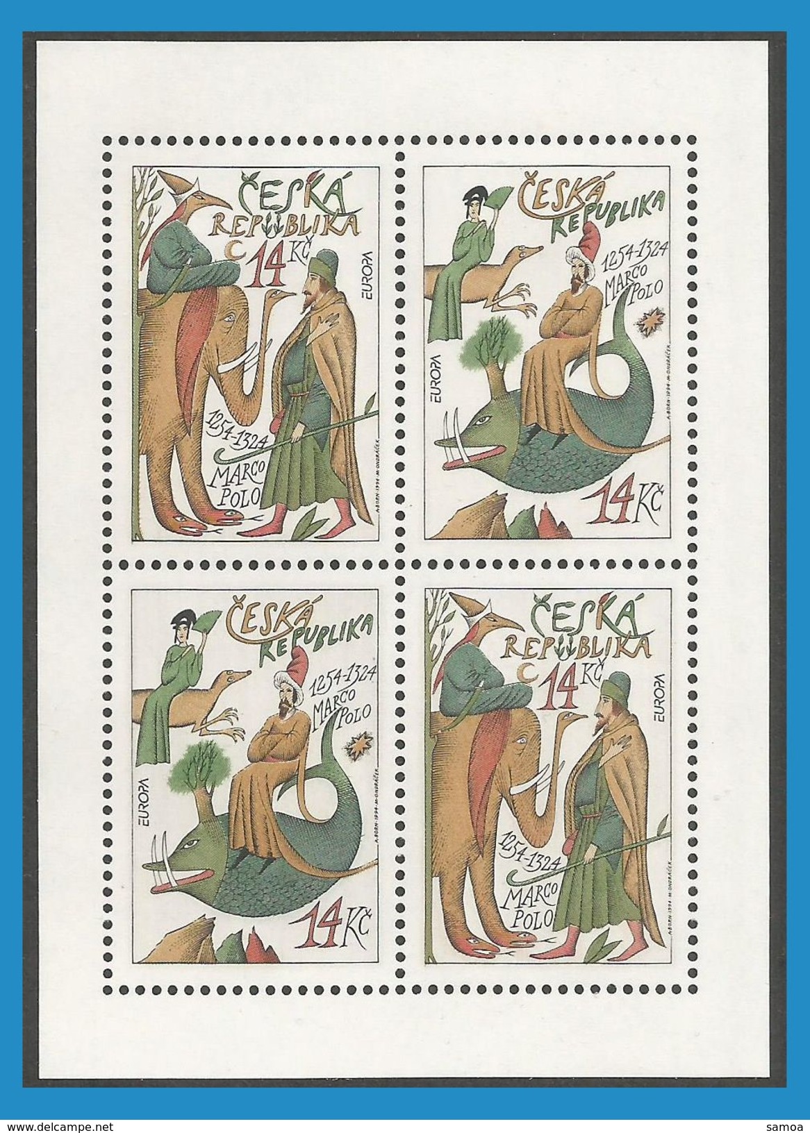 Tchèque 1994 35-36 Feuillet Europa - Découvertes Marco Polo - Éléphant - Ongebruikt