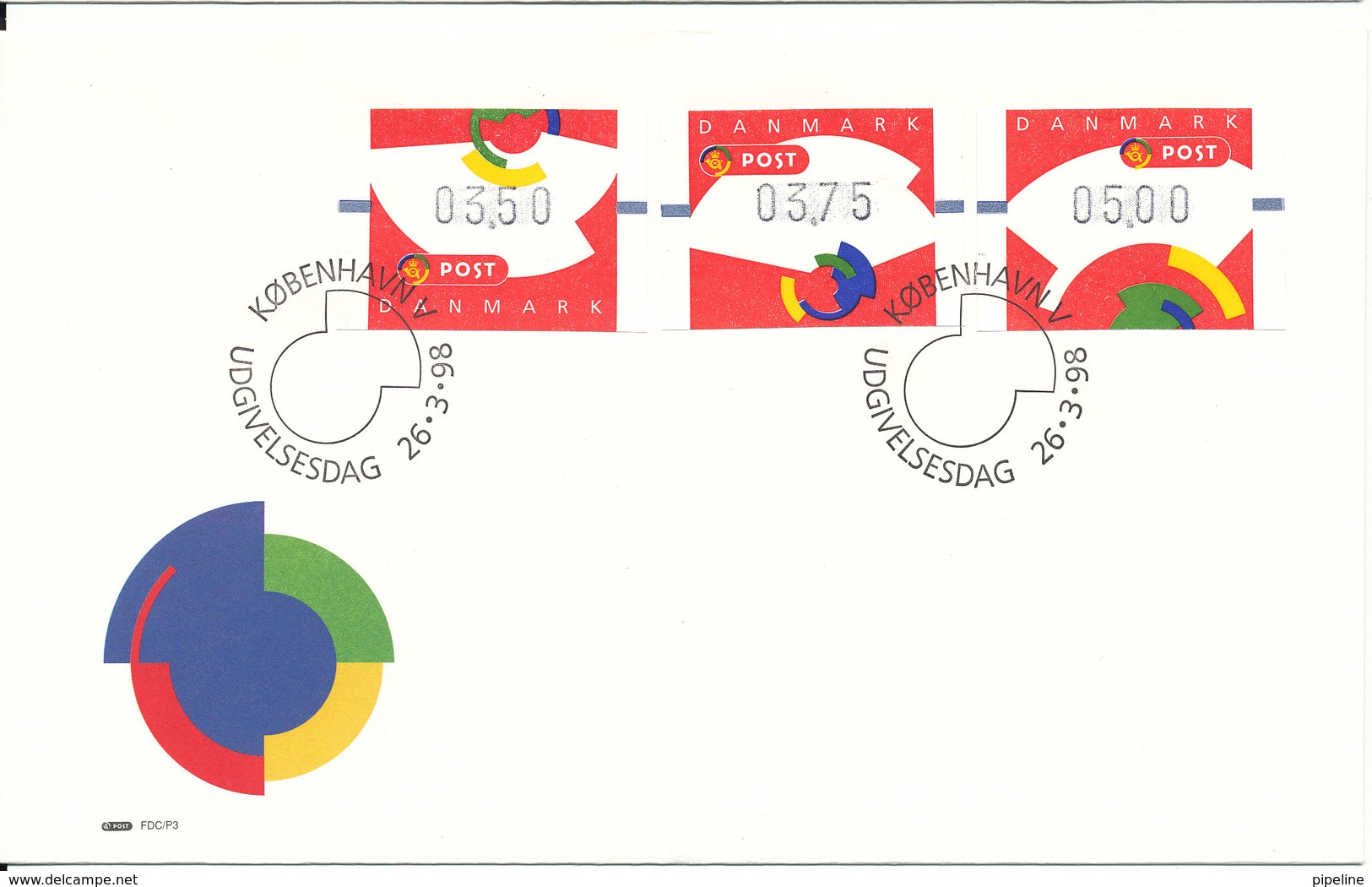 Denmark FDC 26-3-1998 Set Of 3 FRAMA Labels With Cachet - Machine Labels [ATM]