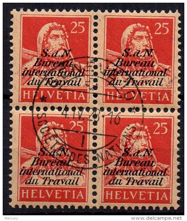 SUISSE - SDN - 25 C. De 1922/3 Oblitéré En Bloc De 4 - Servizio