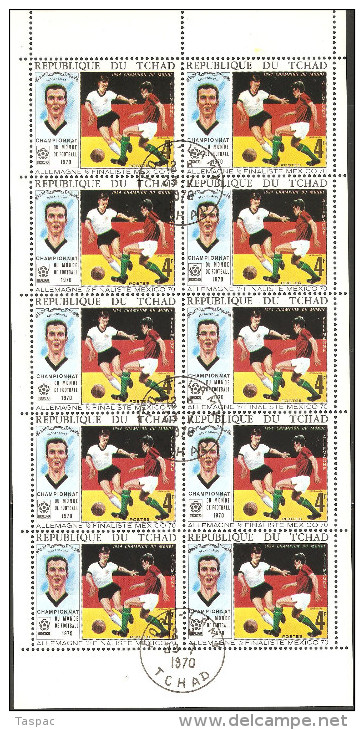 Chad 1970 Mi# 309-312 A Kleinbogen (4), Block 9 A Used - World Cup Soccer Championships, Mexico City - 1970 – Mexico