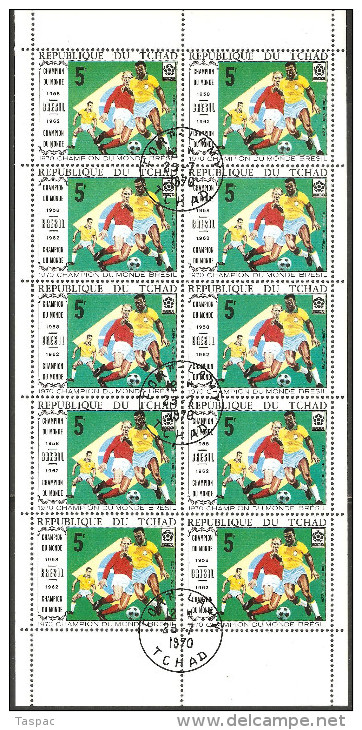 Chad 1970 Mi# 309-312 A Kleinbogen (4), Block 9 A Used - World Cup Soccer Championships, Mexico City - 1970 – Mexico