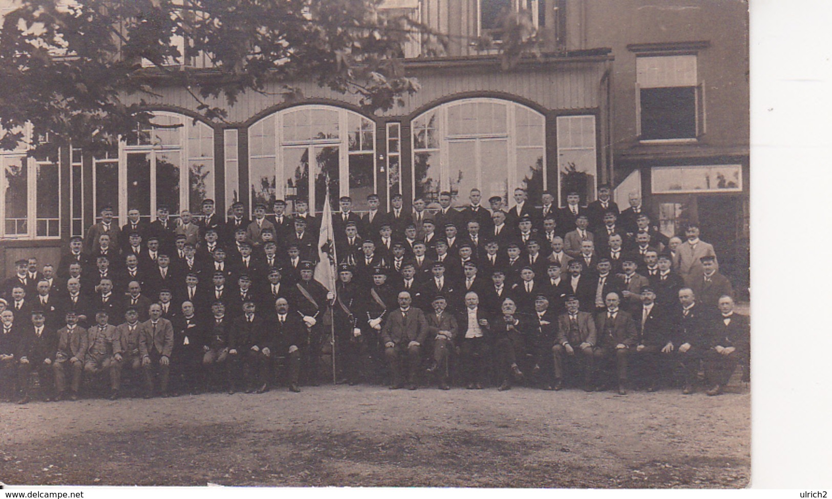 AK Große Männergruppe - Bergarbeiter Mit Fahne - Ca. 1910  (26155) - Mines