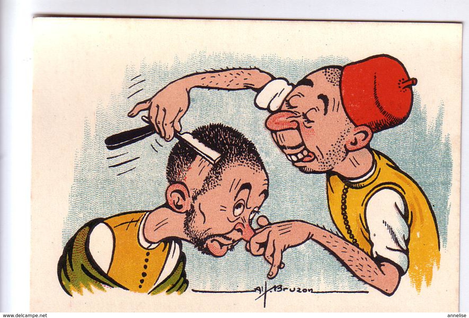 Maroc BRUZON Caricature "Le Coiffeur" Rabat 1948 - Autres & Non Classés