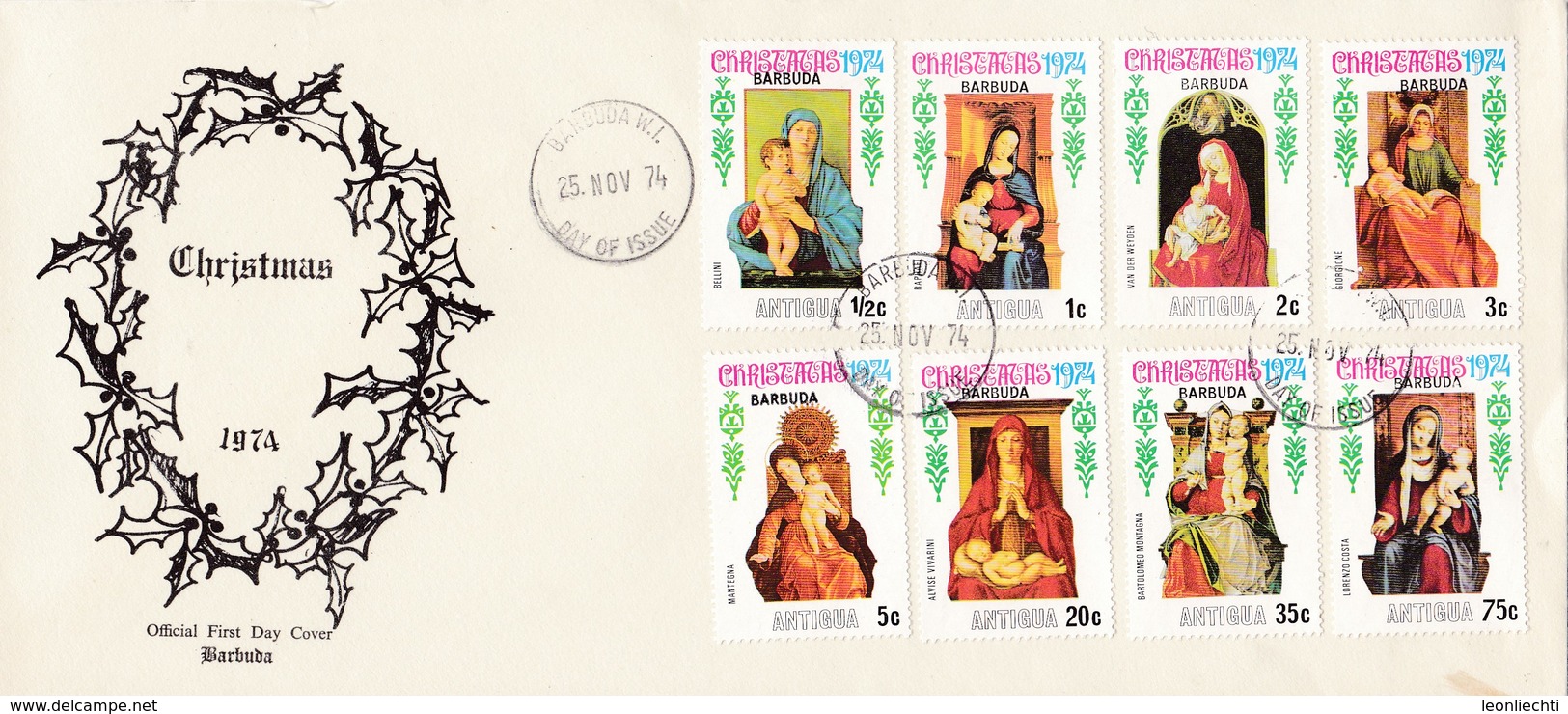 Barbuda, Christmas 1974, FDC - Christianisme