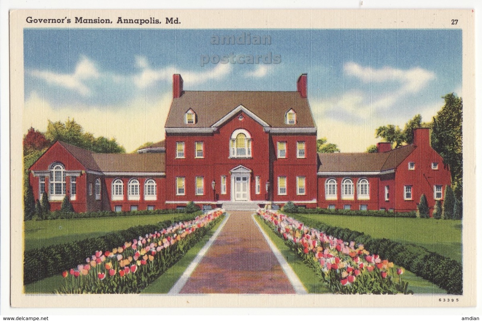 ANNAPOLIS MARYLAND MD Governors Mansion  C1930s-40s Linen Vintage Postcard  [6556] - Annapolis