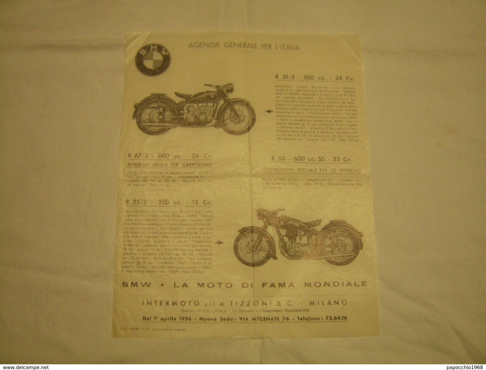 DEPLIANT PUBBLICITARIO EPOCA 1953 MOTO BMW - Altri & Non Classificati