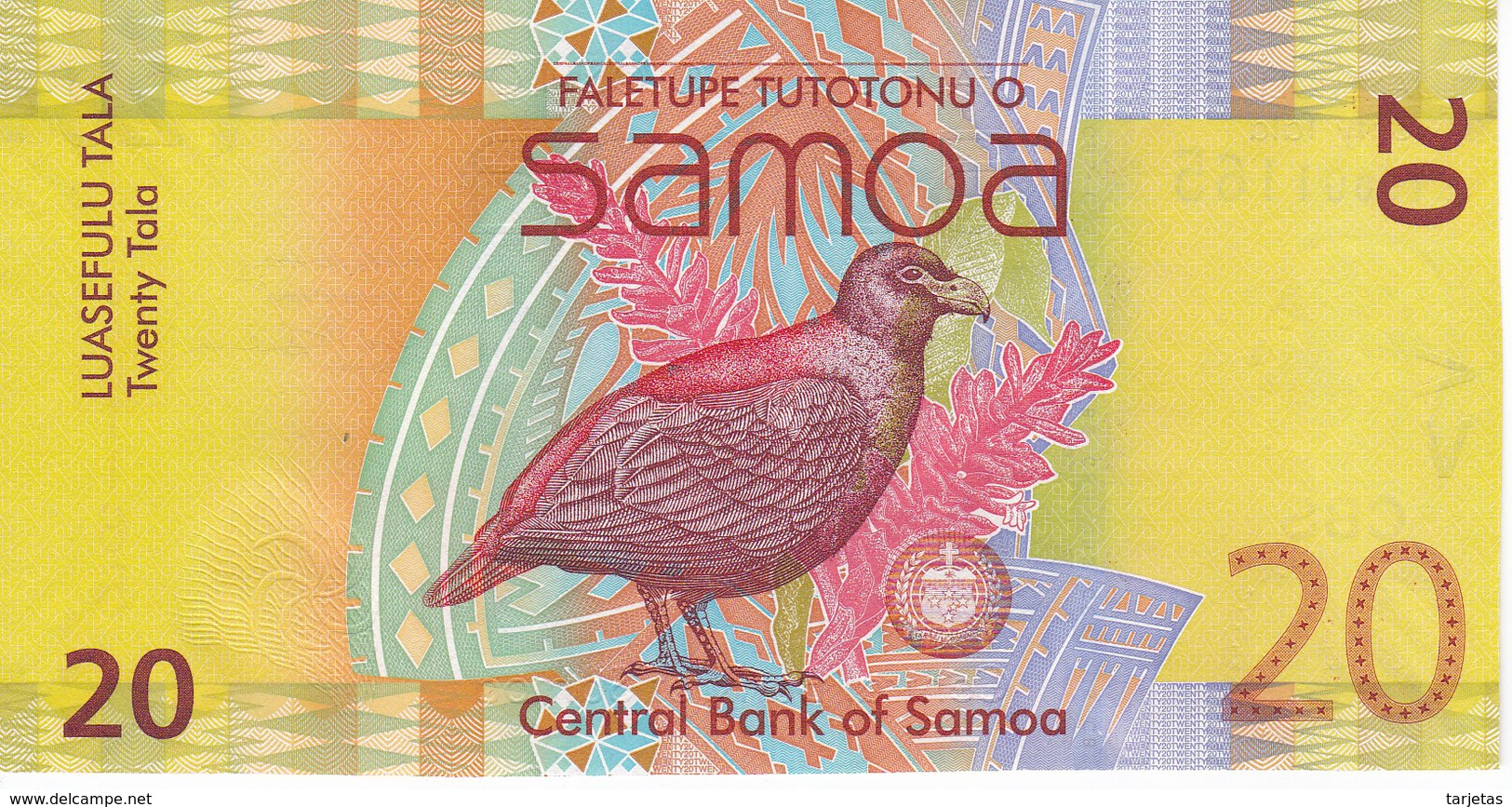BILLETE DE SAMOA DE 20 TALA DEL AÑO 2008 (BANK NOTE) SIN CIRCULAR-UNCIRCULATED (PAJARO-BIRD) - Samoa