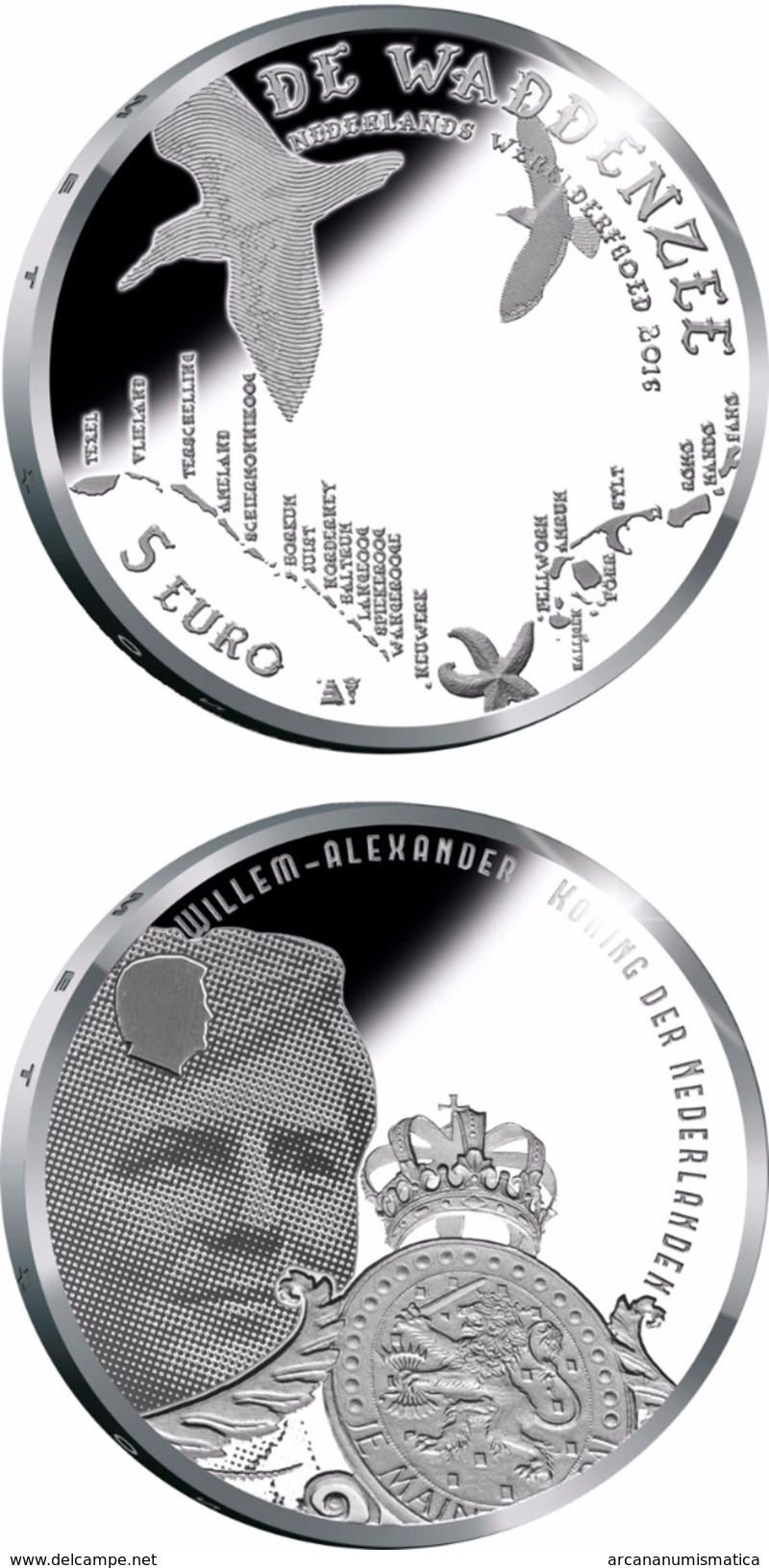 HOLANDA HOLAND THE NEDERLANDS  5&euro;  Plata/Silver 2.016 2016 "HET WADDEN VIJFJE" T-DL-11.968 - Paises Bajos