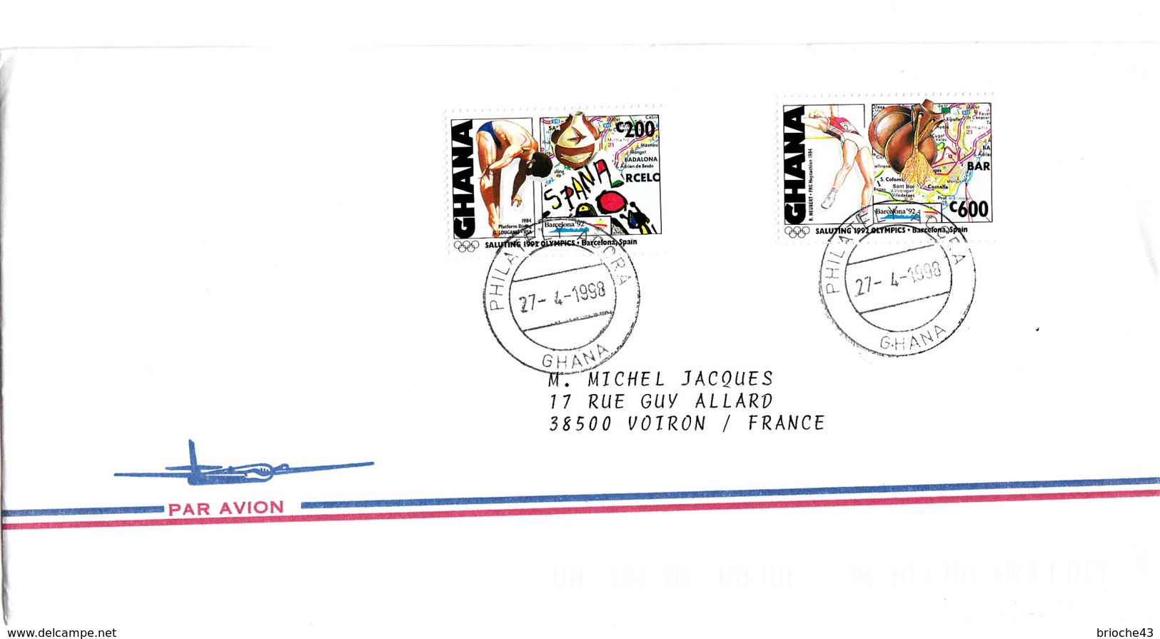 LETTRE COVER GHANA - JO BARCELONE 92 - SALUTING 1992 OLYMPICS - Summer 1992: Barcelona