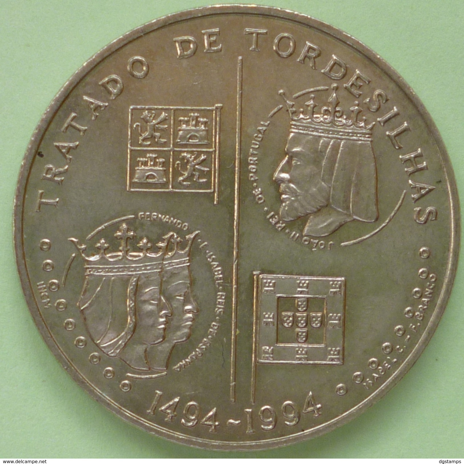 Portugal 1994 KM671 Cobre Niquel 200 Escudos. Tordesillas. XF.  2 Scan. See Desc. - Portugal