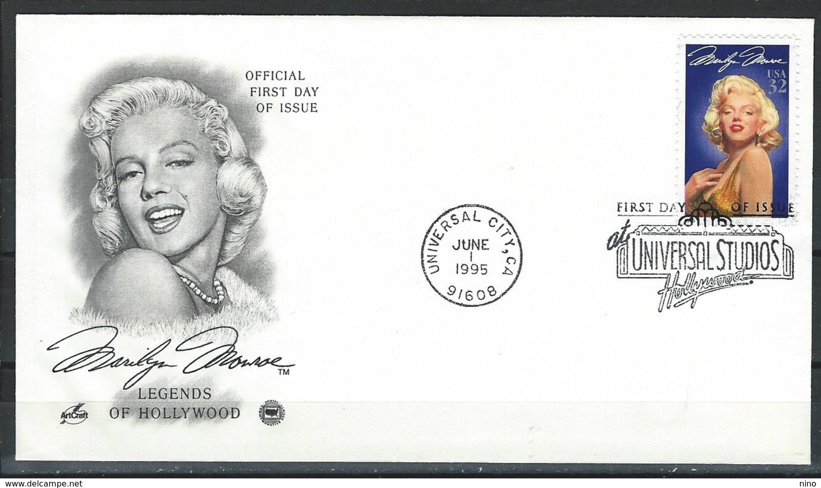 USA. Scott # 2967 FDC. Legend Of Hollywood Marilyn Monroe. 1995 - 1991-2000