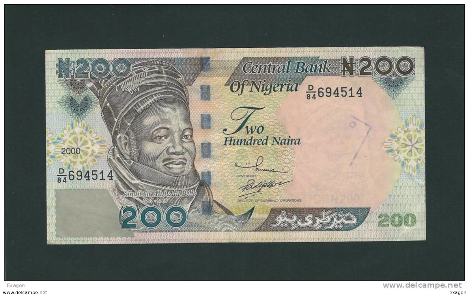 Banconota Da  200  NAIRA  NIGERIA  -  Anno 2000. - Nigeria