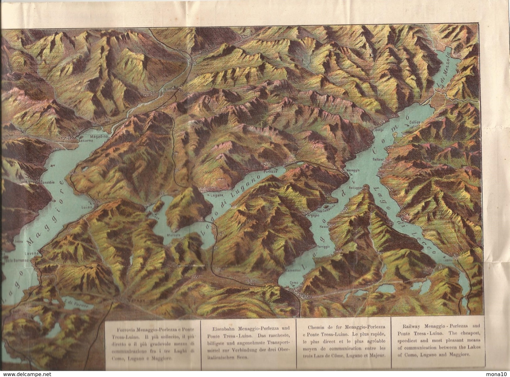 Suisse -Italie- Dépliant Touristique -Lago Di Lugano;Ferrovie,menaggio Porlezza,Ponte-Tresa-Luino; 1885 - Cuadernillos Turísticos