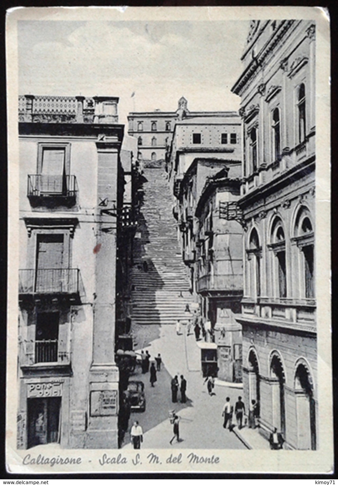 Caltagirone - Scala S.M. Del Monte, Cartolina Anni 50 Animata Viaggiata - Catania