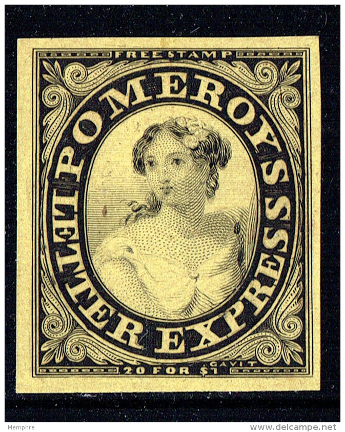 Pomeroy's Letter Express  New York   5 Cents  Black On Bright Yellow   Unissued* - 1845-47 Postmaster Provisionals