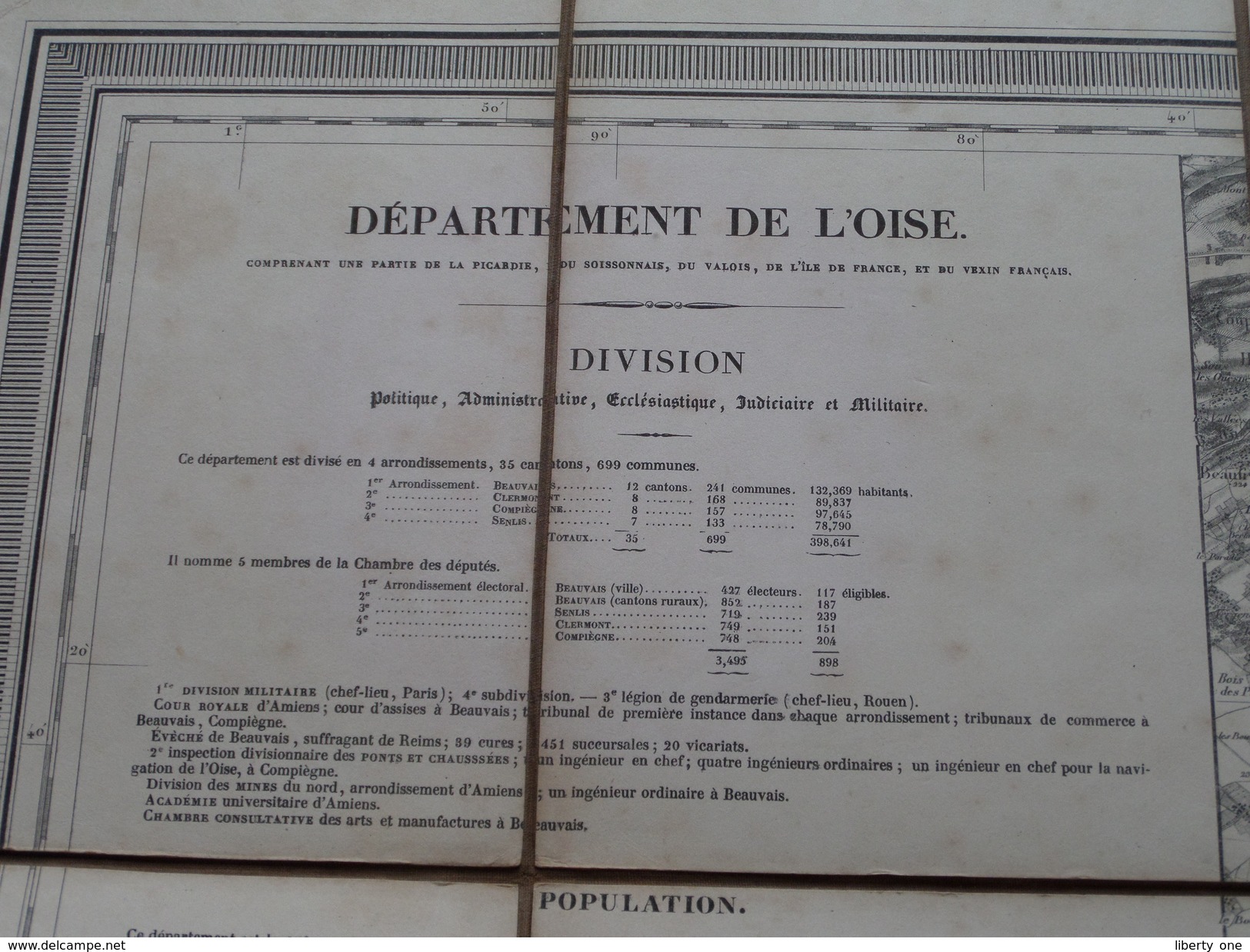 Carte Topografique BEAUVAIS Dép. De L'Oise La France ( Oudere 2de Hands Kaart Op Katoen / Cotton ) ! - Europa