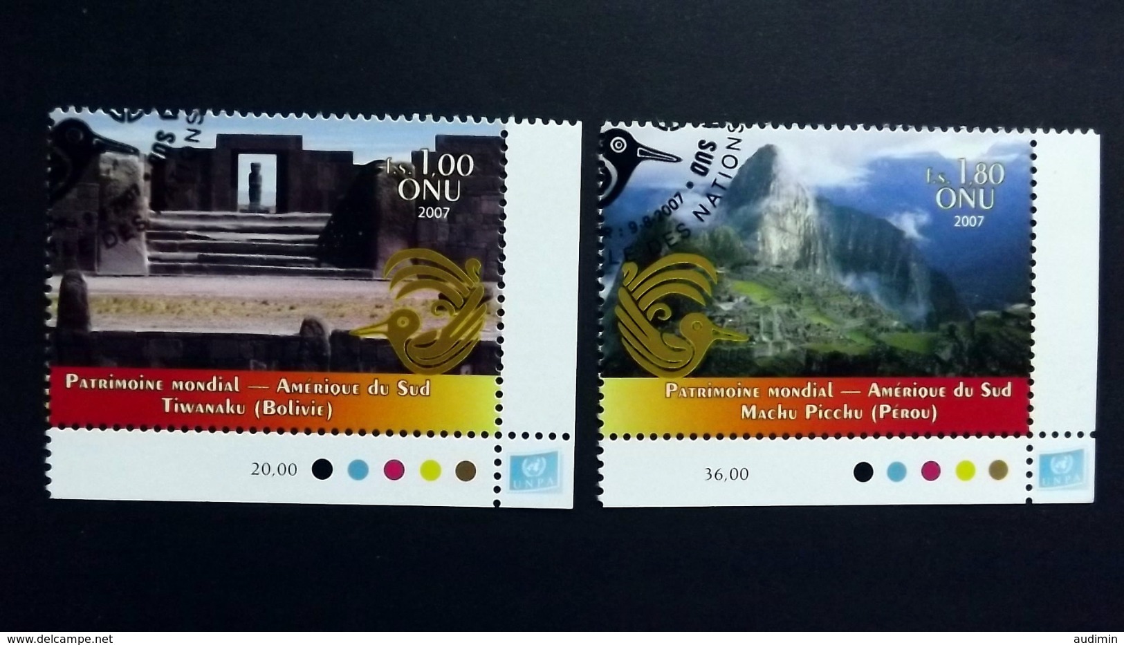 UNO-Genf 575/6 Oo/ESST, UNESCO-Welterbe: Südamerika, Vorkolumbische Ruinen Von Tiahuanaco, Inka-Bergfestung Machu Picchu - Gebruikt