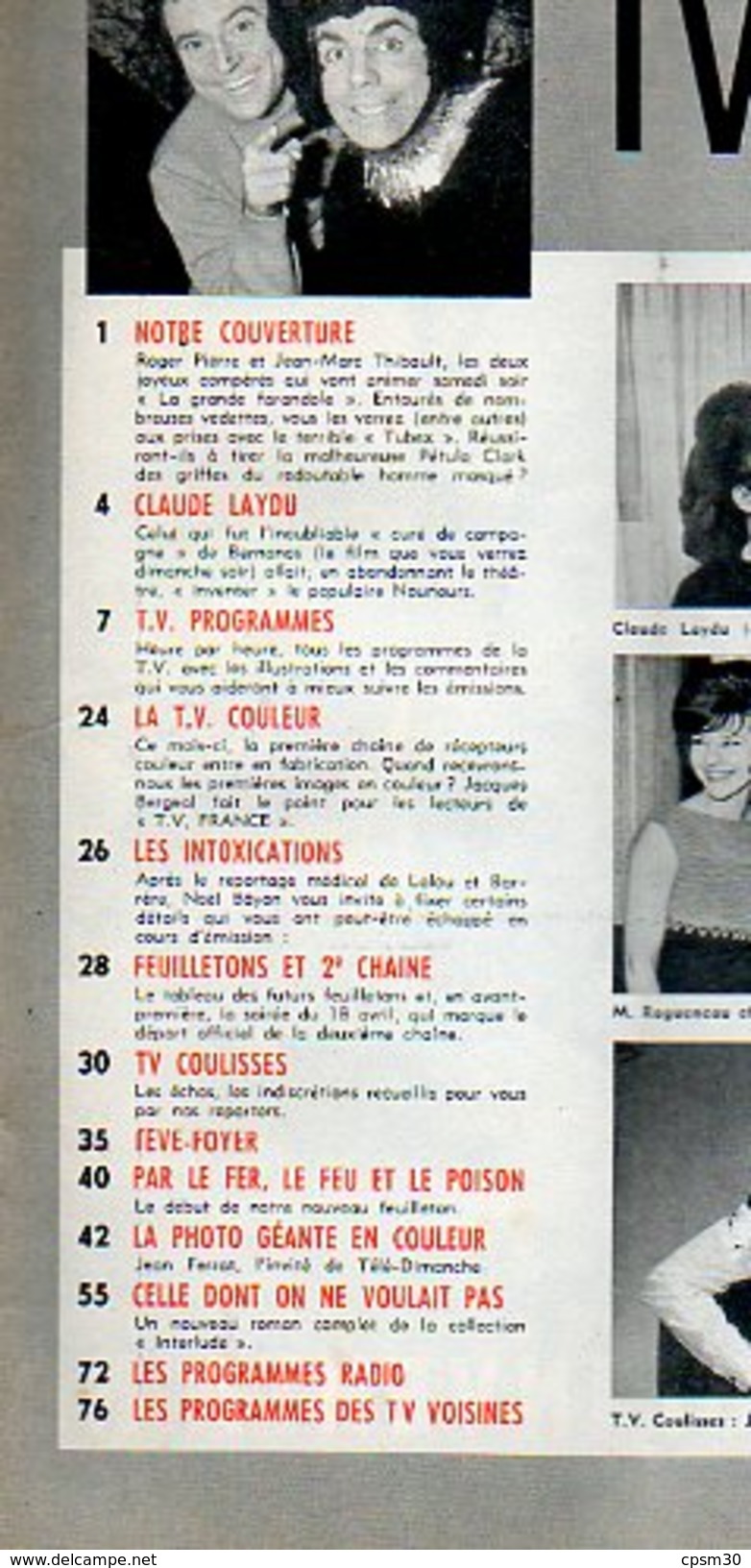 TV France N° 106 Avril 1964;  R Pierre Et JM Thibault; Père De Nounours; Jean Ferrat Poster; TV Couleur 2p; Cuisine Mode - Cinéma/Télévision